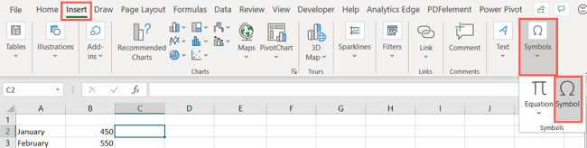 Перейдите на Вставка, выберите Символы и откройте окно Символ
