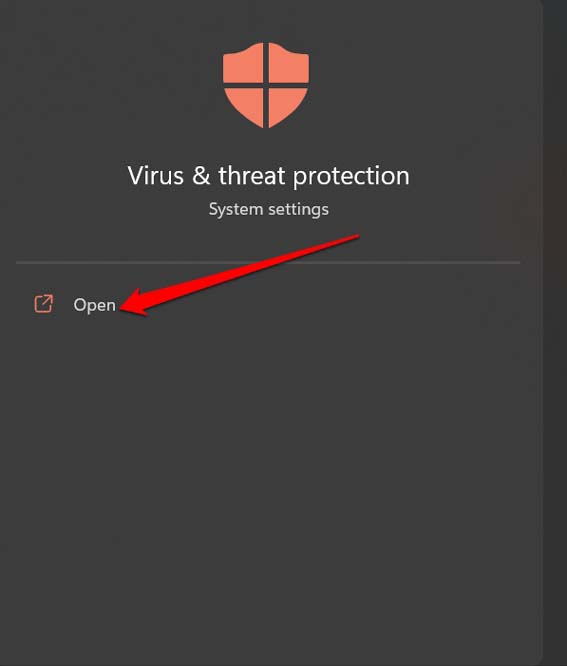 Abrir proteção contra vírus e ameaças