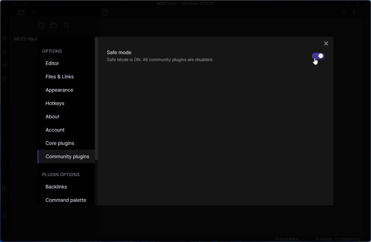 Раздел настройки: Community plugins и Safe Mode