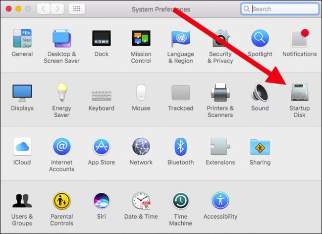 Системные настройки — Диск загрузки