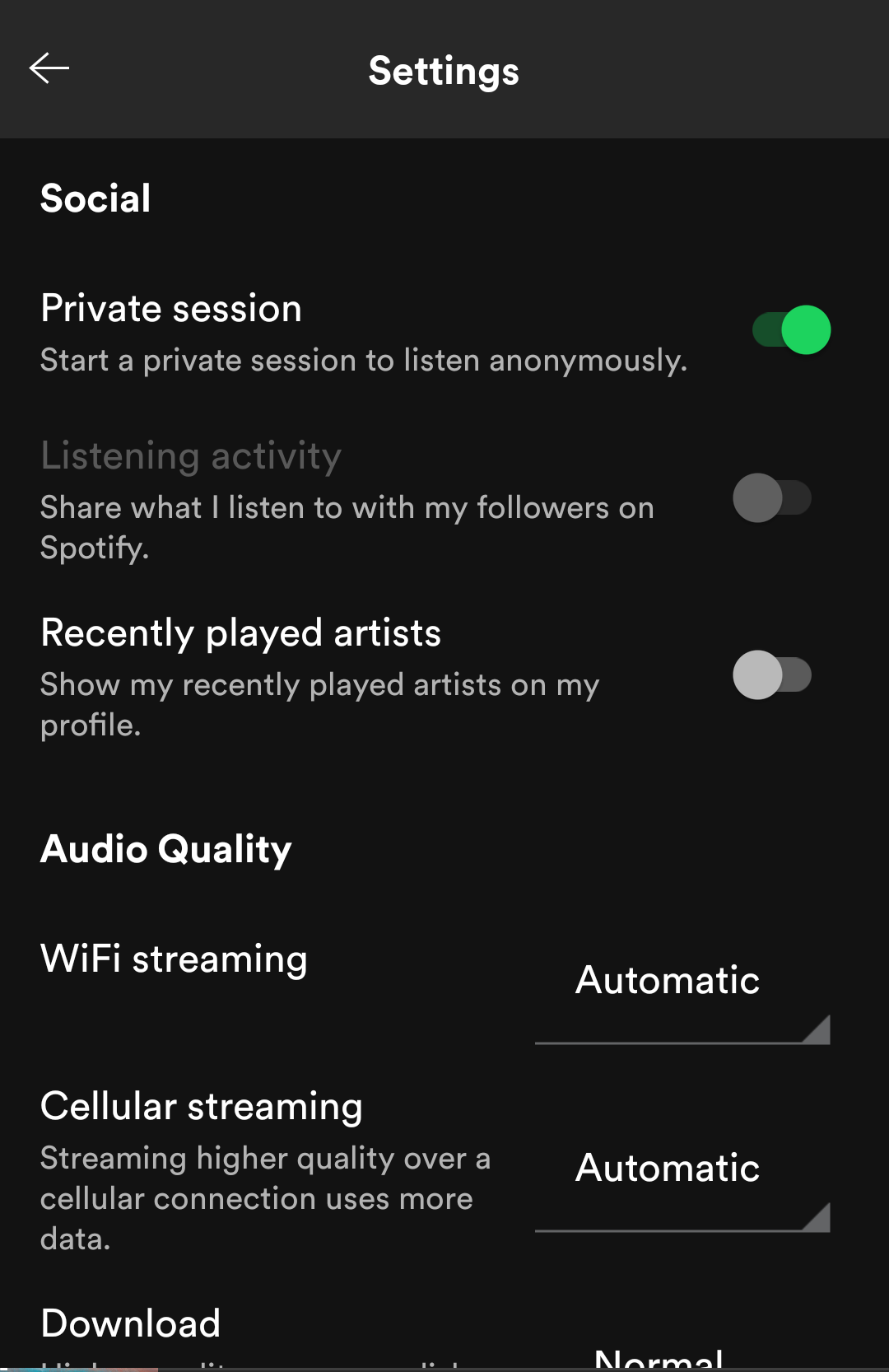 Spotify Private Session