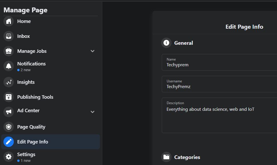 Редактирование имени страницы Facebook