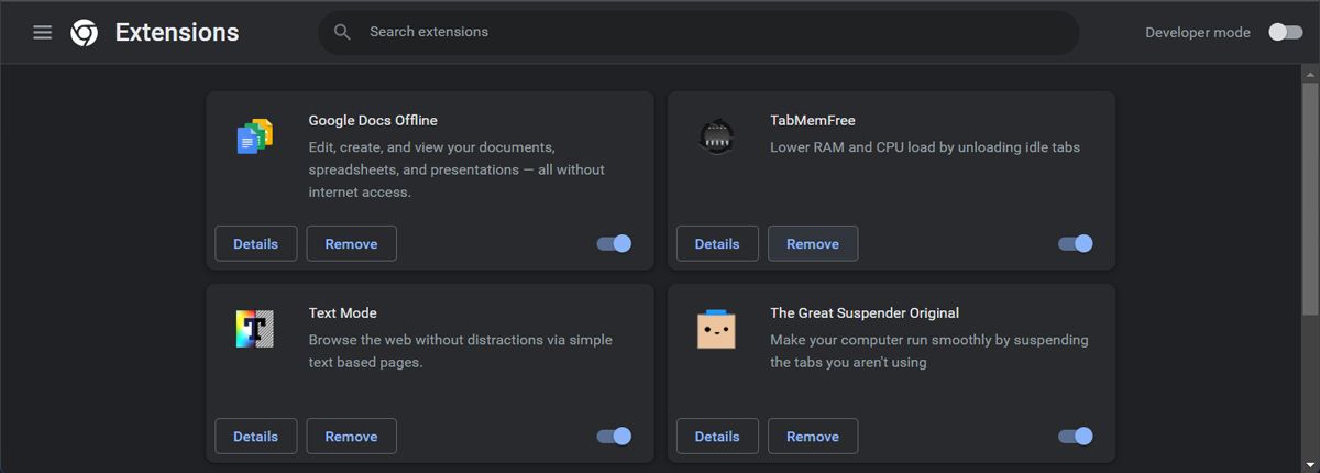 Управление расширениями Chrome