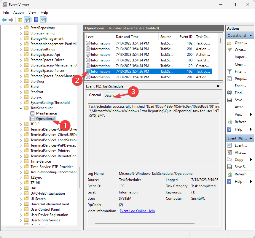 Путь к журналу TaskScheduler в Event Viewer