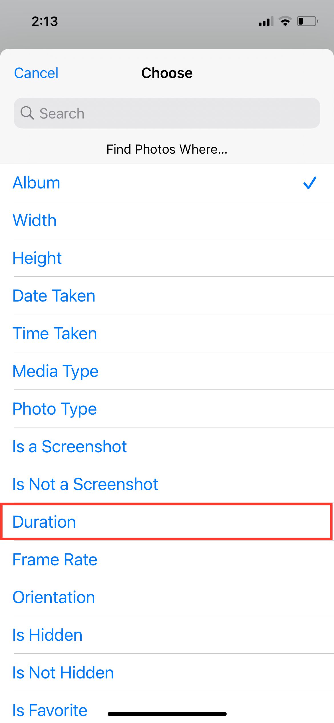 Choosing Duration on iPhone Shortcuts