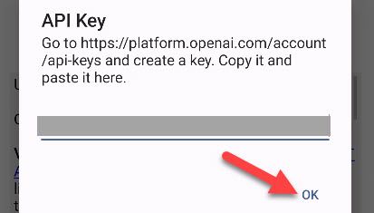 Вставьте API-ключ в поле Tasker и нажмите