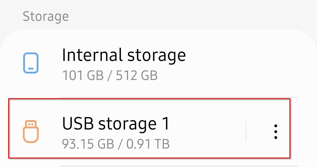 Файловый менеджер Samsung с отображением подключённых хранилищ