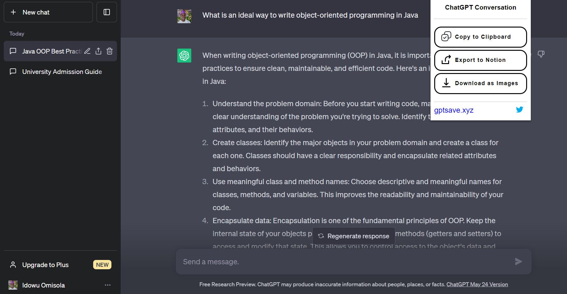 Опции сохранения чата ChatGPT