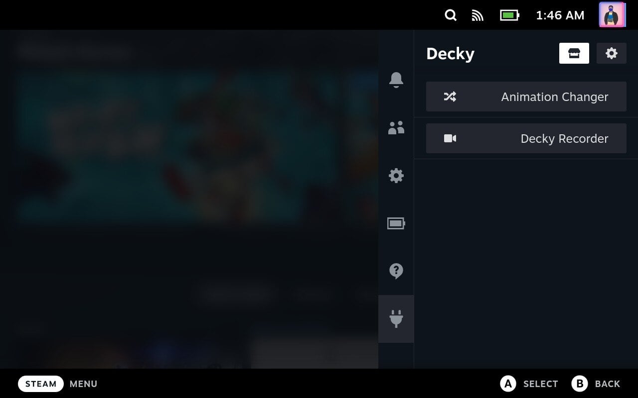 Список установленных плагинов в Decky Loader