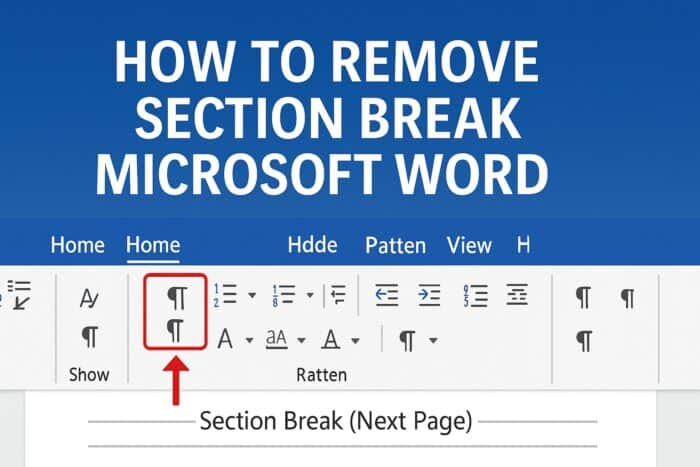Удаление разрыва раздела в Word