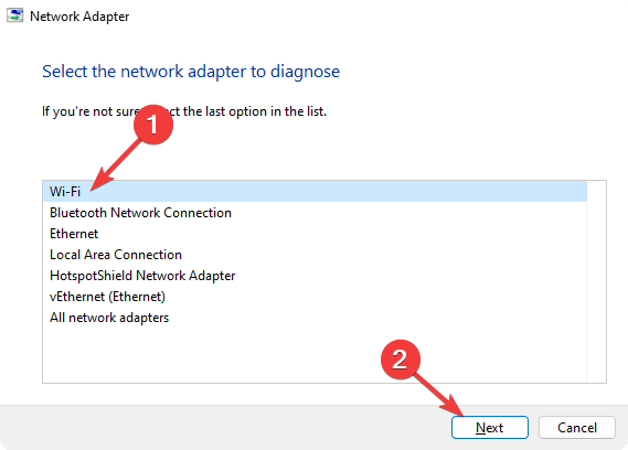Запуск средства устранения неполадок для Wi‑Fi адаптера