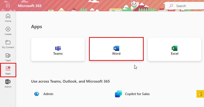 Открытие веб‑приложения Word