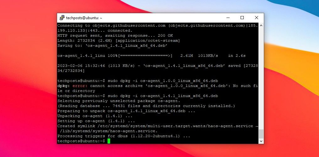 download and install the os agent