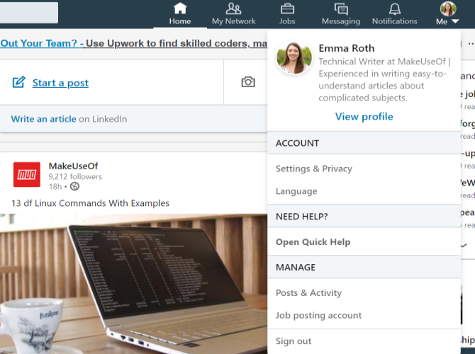 Настройки профиля и приватности LinkedIn