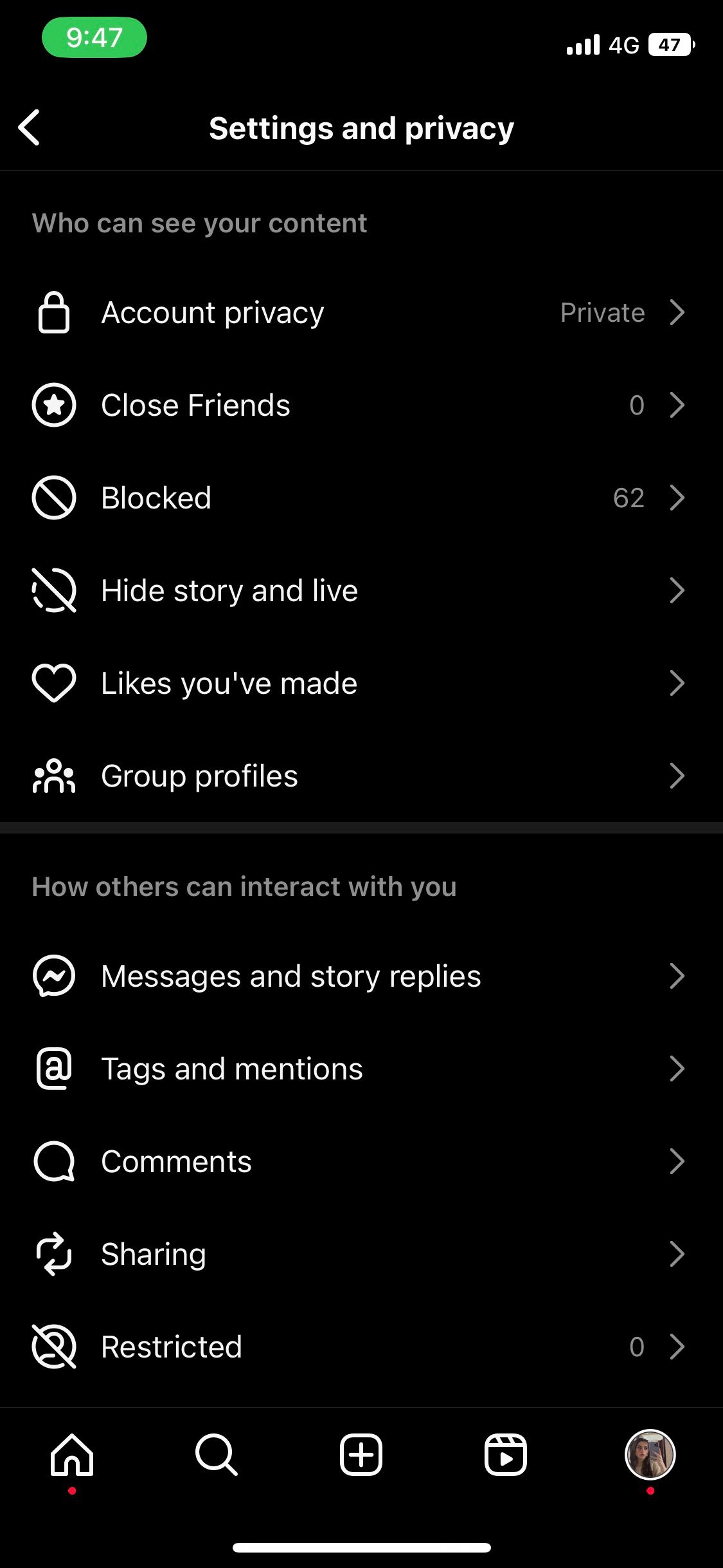 Настройки и конфиденциальность в Instagram