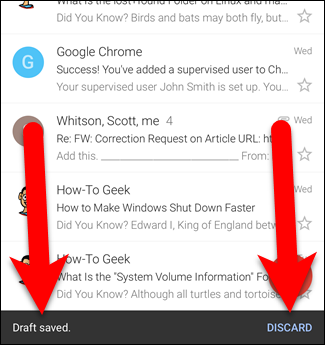 Черновик сохранён в папке Черновики Gmail