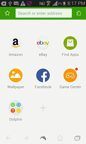 Откройте меню настроек Dolphin Browser в правом верхнем углу.