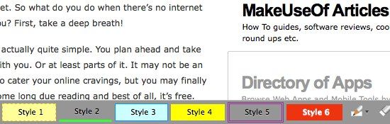 Скриншот Scrapbook+ с шестью маркерами подсветки
