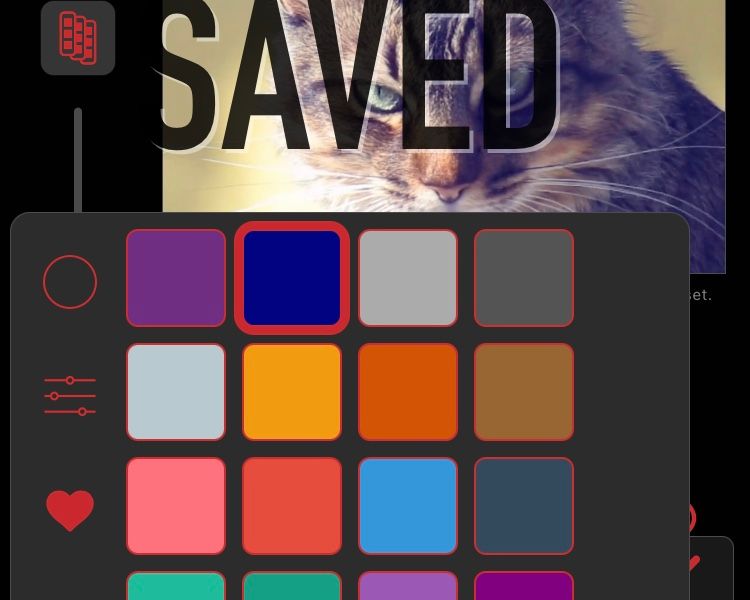 Сохранённые цвета в Video Star: сетка из 16 блоков для быстрых подборов