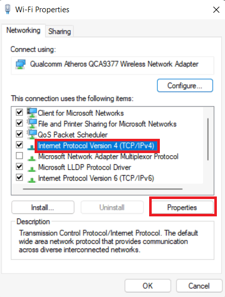 Свойства Wi‑Fi — IPv4