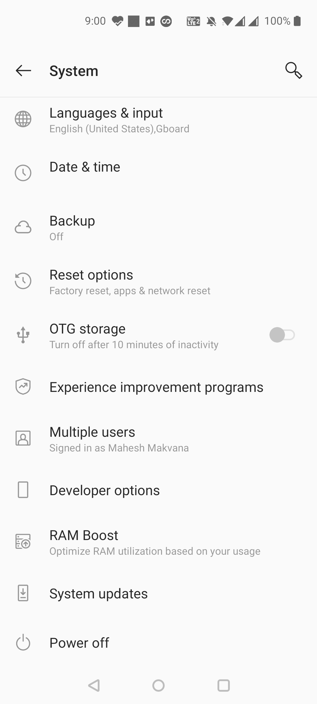 Android developer options