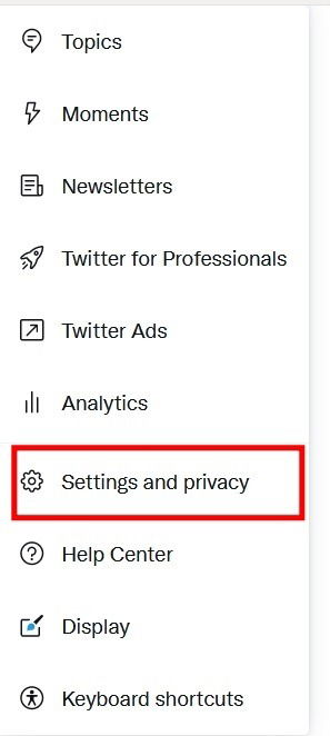 Paramètres et confidentialité Twitter PC