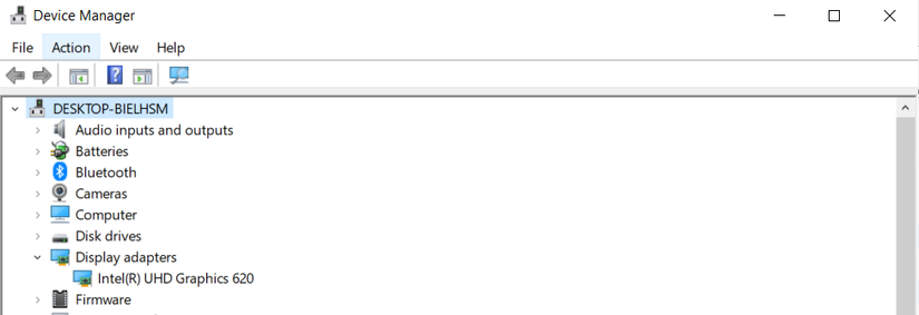 Просмотр раздела адаптеры дисплея в Диспетчере устройств
