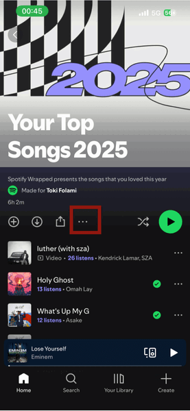 Экран сохранения плейлиста на iPhone