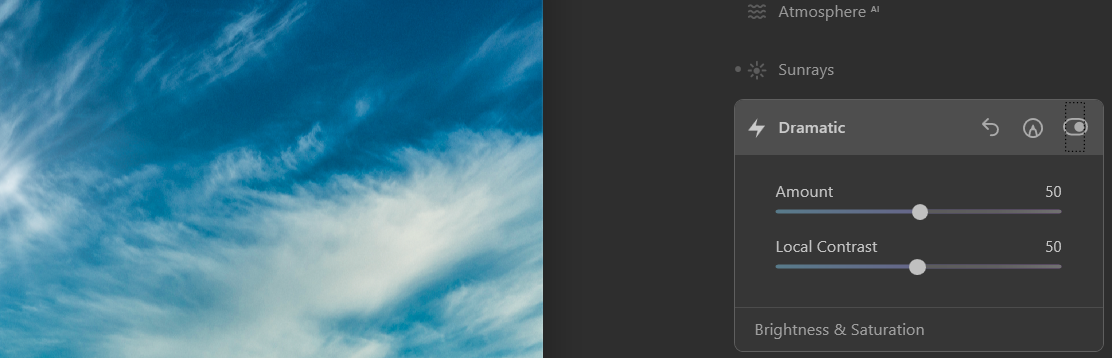 Параметры Dramatic — скриншот