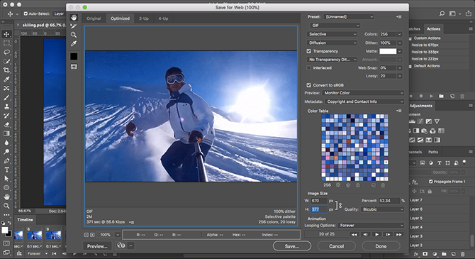export gif in photoshop