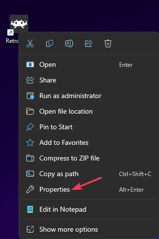 Окно свойств файла retroarch.exe для установки режима администратора