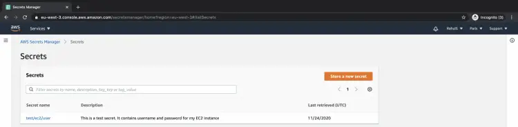 Список секретов с запланированным удалением