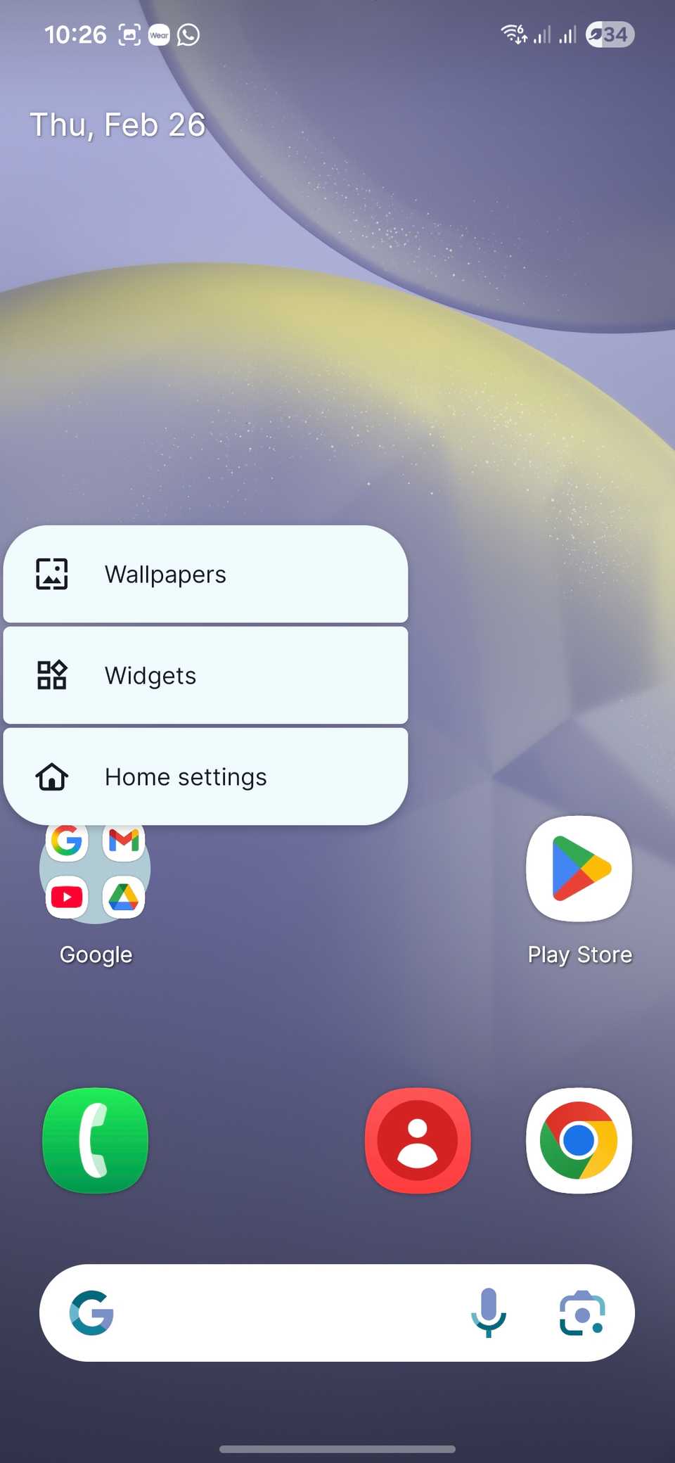 Lawnchair Android launcher long-press settings menu similar to Pixel Launcher.