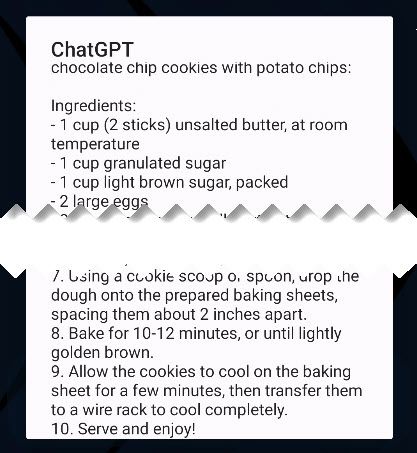 Ответ ChatGPT отображается во всплывающем окне Tasker.