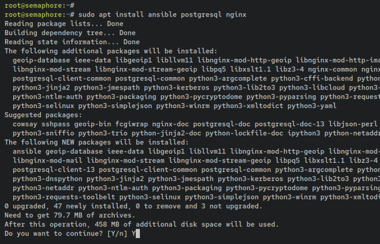 Установка Ansible, Nginx и PostgreSQL