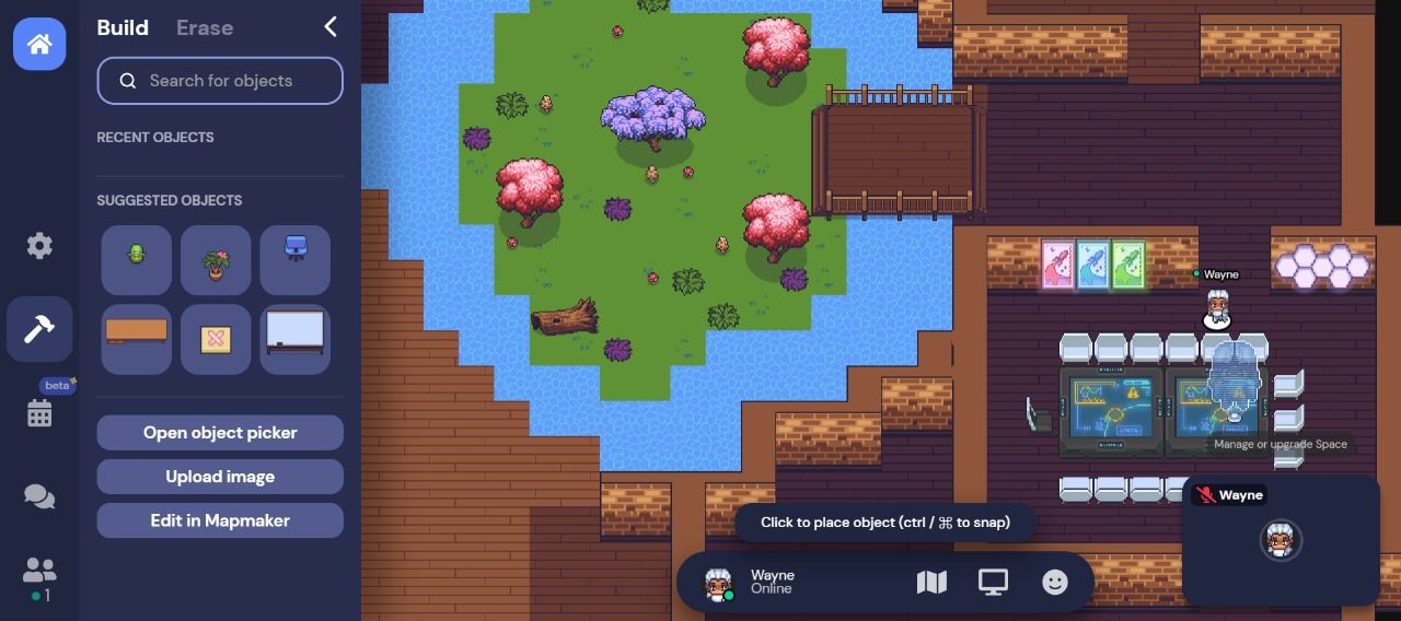 Режим строительства Gather Town