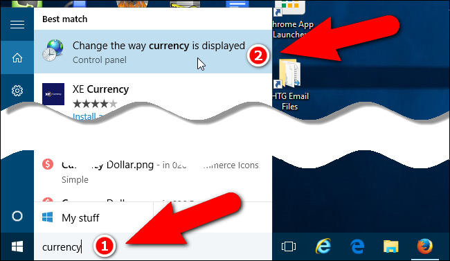 Поиск параметров валюты в Windows