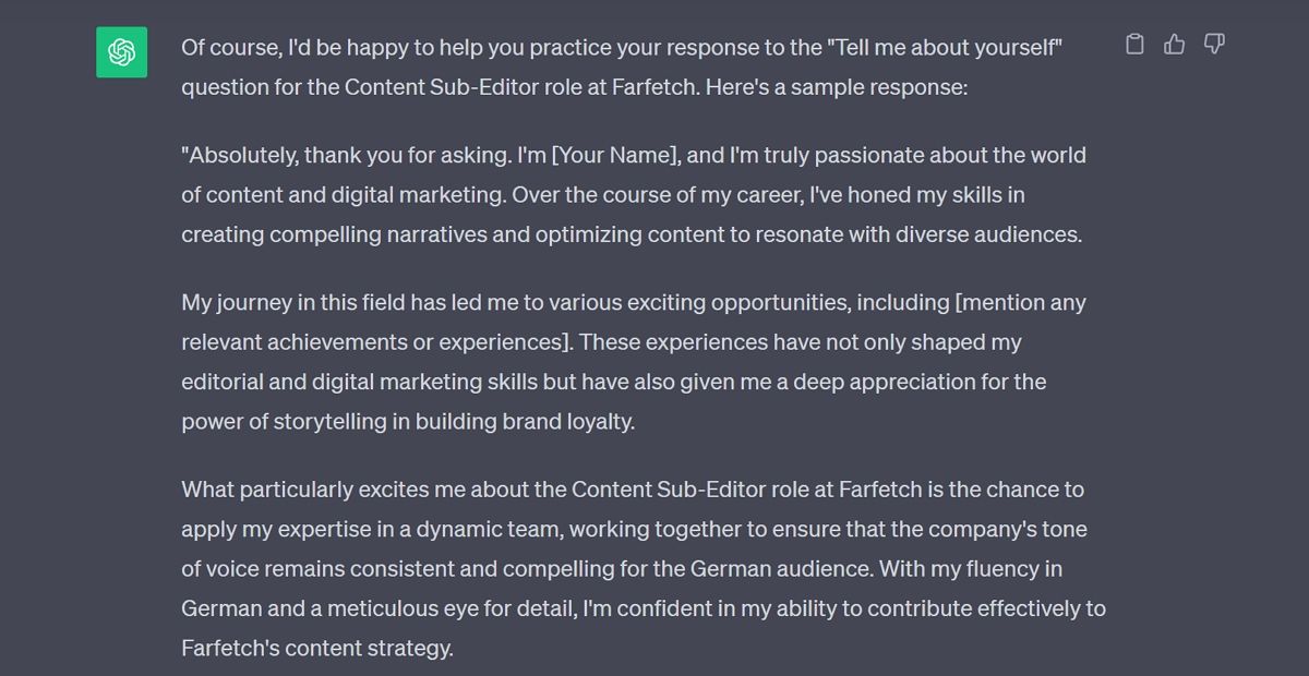 Отработка ответов на типичные вопросы собеседования с ChatGPT