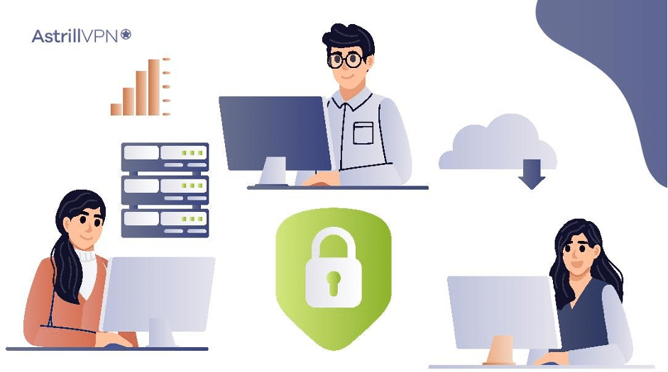 Employé accédant à un réseau d'entreprise via un VPN sécurisé