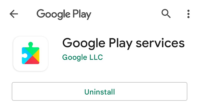 Обновление Google Play services в Play Store.