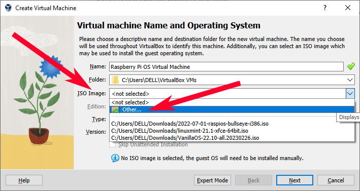 Выбор ISO образа в VirtualBox через опцию Other