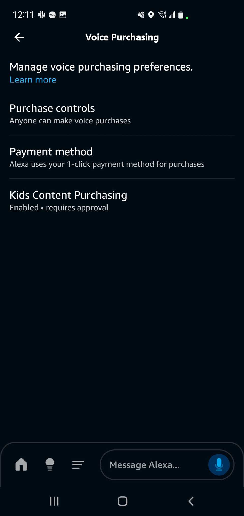 Свойства голоса в приложении Alexa.