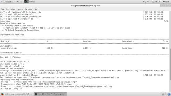 Установка пакета osmc-installer