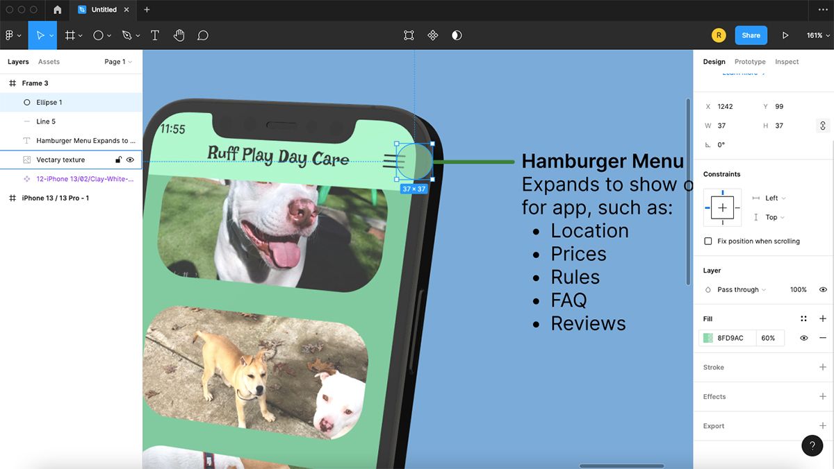 Круг с 60% непрозрачностью в Figma.