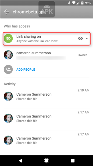 Смена статуса общего доступа: варианты доступны в мобильном приложении