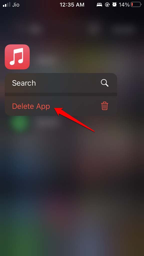 Apagar app Apple Music