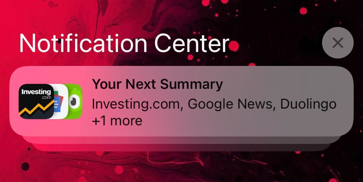Следующая сводка уведомлений
