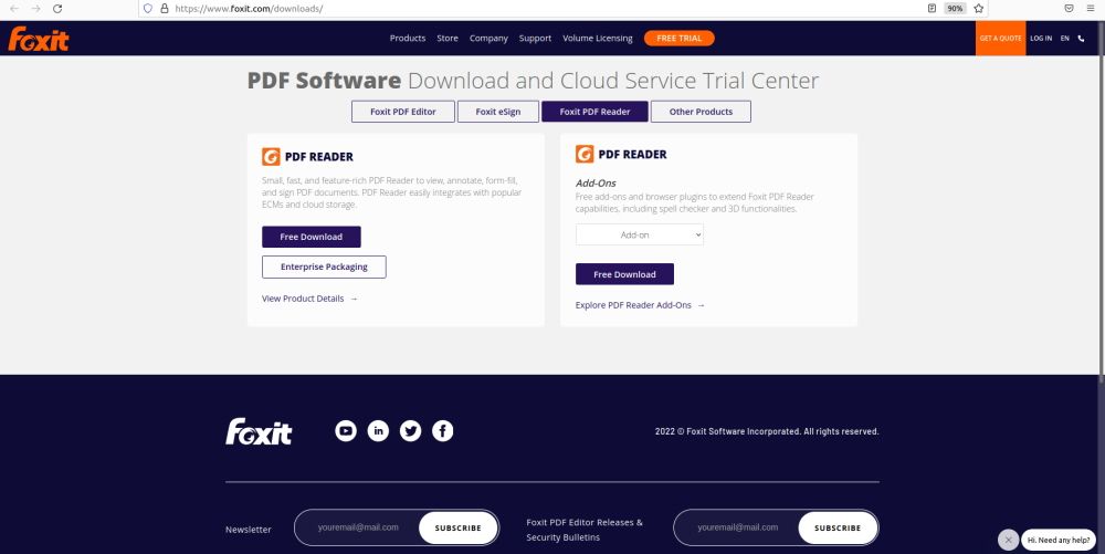 Страница скачивания Foxit