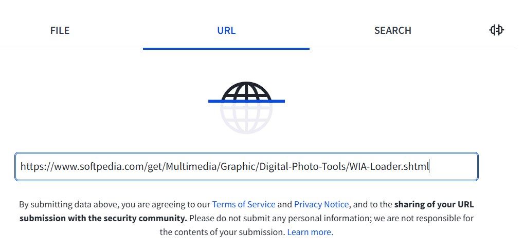 Сканирование URL в VirusTotal
