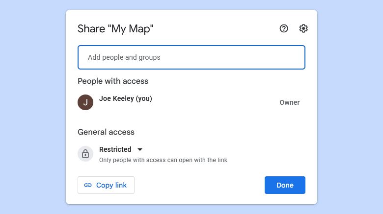 Настройки доступа через Google Диск: добавление людей и выбор ролей